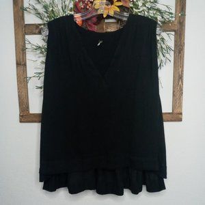 Free People Black High Low Blouse Size Medium